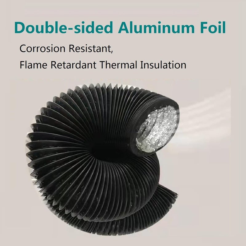Allvent Dryer Vent Hose 4 Inch Air Duct 9.84 Feet Flexible Adjustable PVC Heavy-Duty Four-Layer Air Duct Hose with 2 Screw Clamps for HVAC Ventilation (Black) - Image 5
